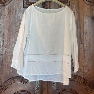 ANN MASHBURN White Blouse with Detail at Waist